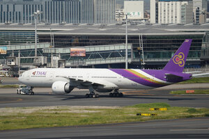 date：2026-05-12;
location：Tokyo Haneda Intl Airport - RJTT;
airline：Thai Airways - THA;
registration：HS-TKW;
aircraft：B777-300ER