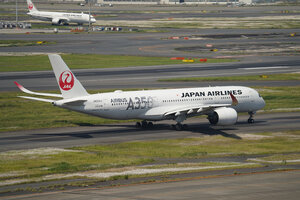 date：2026-05-12;
location：Tokyo Haneda Intl Airport - RJTT;
airline：Japan Airlines - JAL;
registration：JA02XJ;
aircraft：A350-900;
remark：Airbus A350 Livery