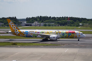 date：2026-05-13;
location：Tokyo Narita Intl Airport - RJAA;
airline：Scoot - TGW;
registration：9V-OJJ;
aircraft：B787-9;
remark：Pokemon Livery